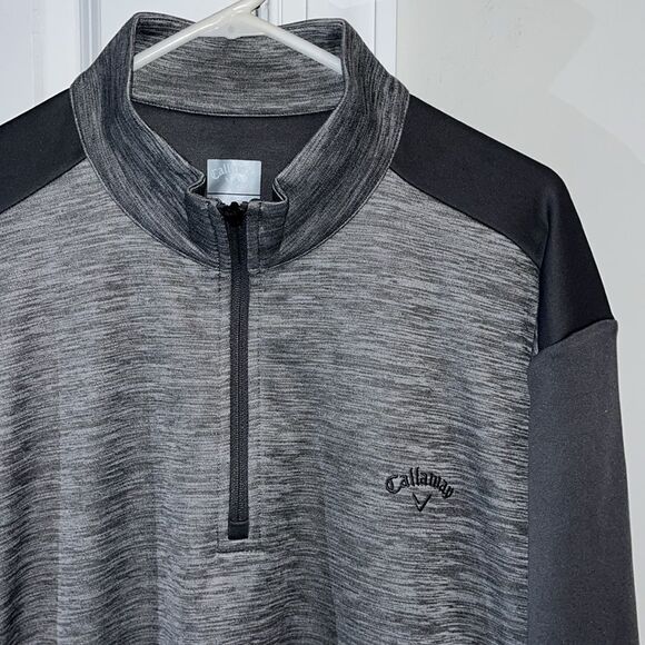 Gray Callaway Thermal T neck 1/4 zipper golf sweater sweatshirt w/pockets Jacket - Picture 2 of 4